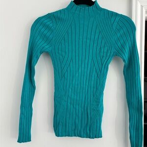 H&M Turquoise Ribbed Turtleneck Sweater